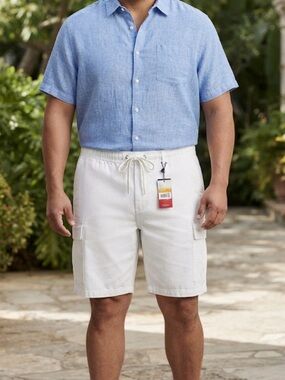 Tommy Bahama Cream Cargo Drawstring Shorts